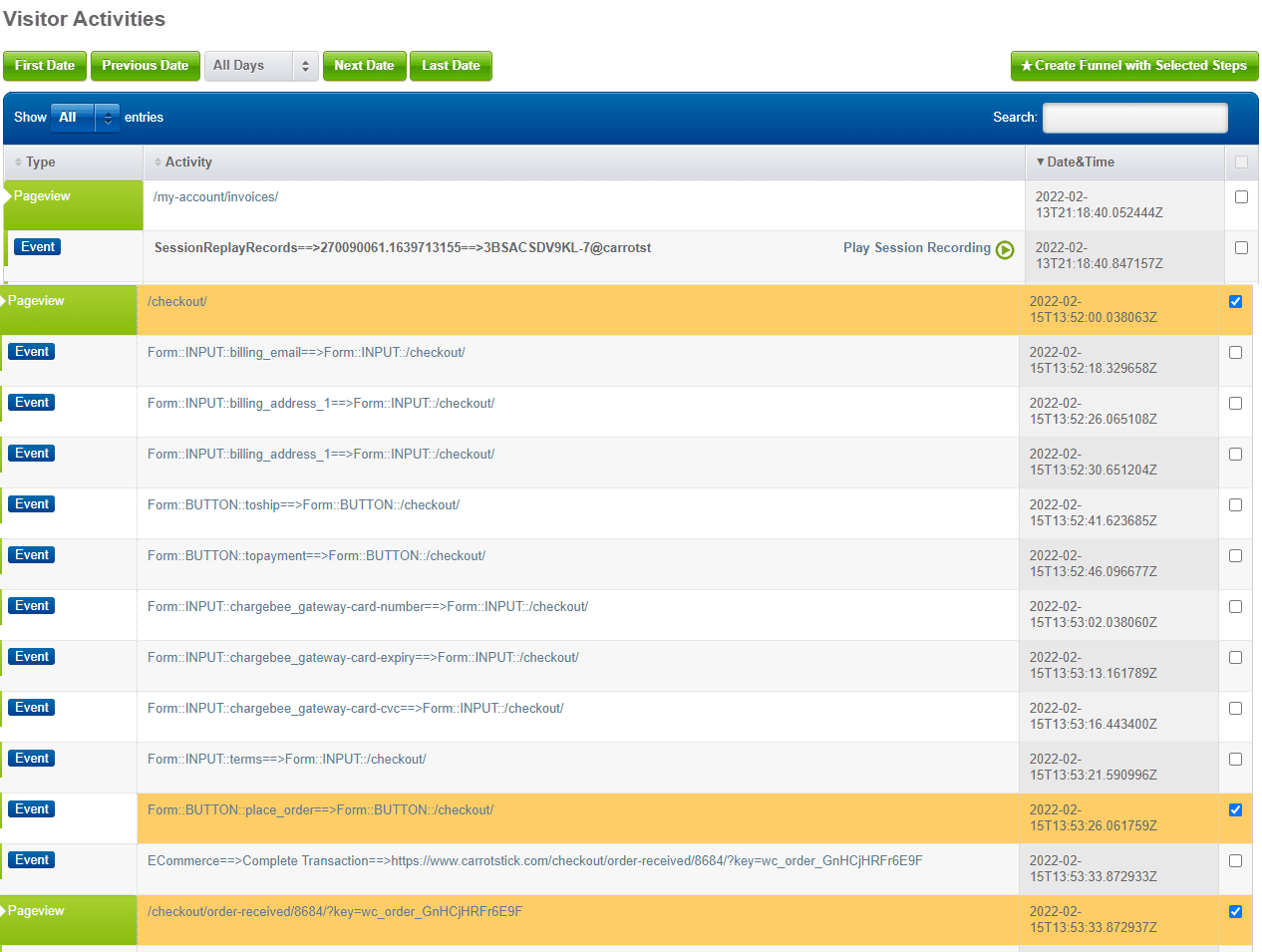 segment visitors with purchase